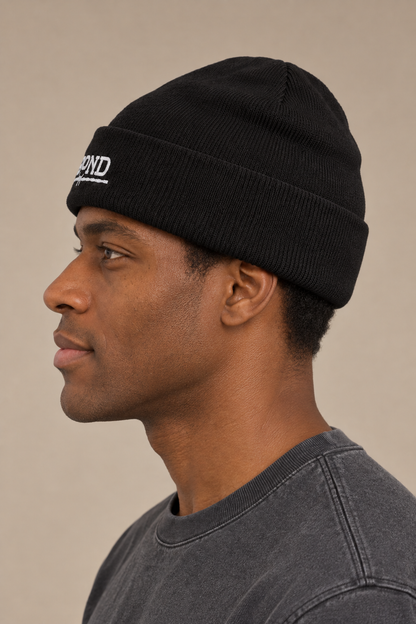 Vagabond beanie side — alternate studio model view