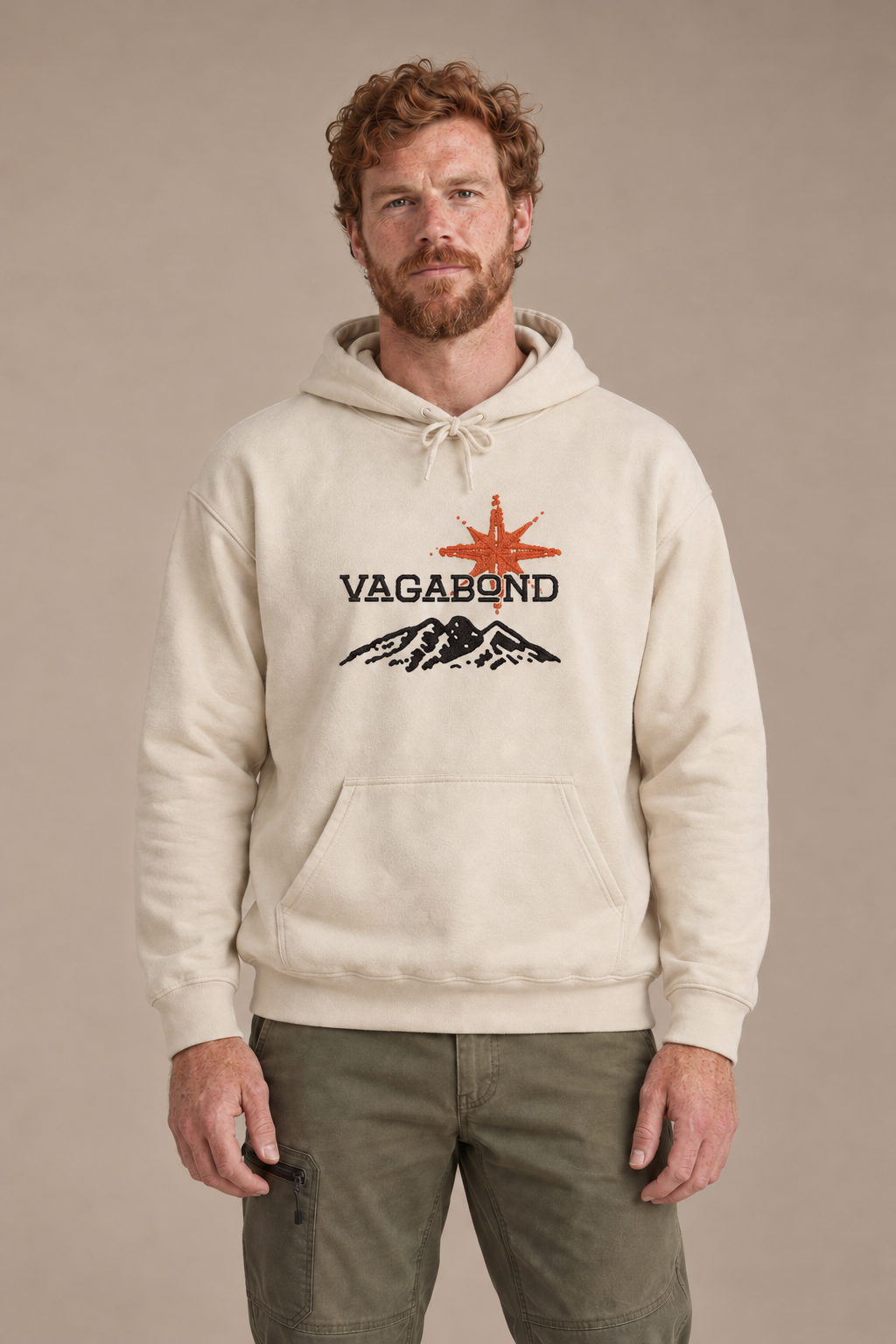 Mountain hoodie — front studio model view